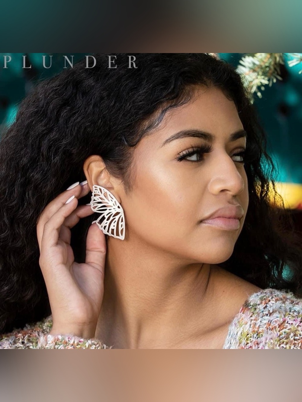Plunder Matte Silver Butterfly Earrings.